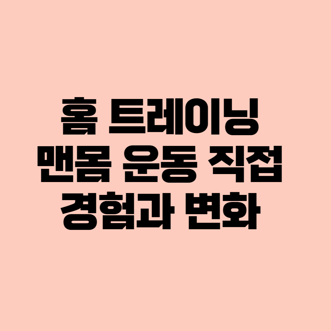 홈 트레이닝 맨몸 운동